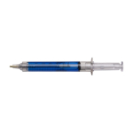 Stylo en forme de seringue avec liquide coloré, encre noire couleur bleu ciel deuxième vue