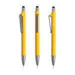 Stylo éco en plastique réutilisable avec toucher gomme à encre bleue couleur jaune