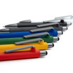 Stylo éco en plastique réutilisable avec toucher gomme à encre bleue Vue 1