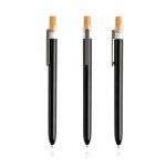 Stylo avec plastique des océans et poussoir en bambou à encre noire couleur noir vue 11