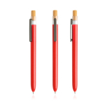 Stylo avec plastique des océans et poussoir en bambou à encre noire couleur rouge