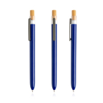Stylo avec plastique des océans et poussoir en bambou à encre noire couleur bleu marine