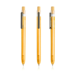 Stylo plastique issu des océans avec poussoir en bambou à encre bleue couleur orange