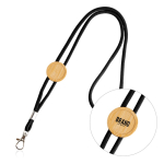 Tour de cou écologique au design tubulaire avec ajustement en bambou couleur noir vue du logo imprimé