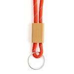 Porte-clés style tubulaire en polyester avec attache en bambou