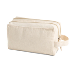 Trousse en toile canvas avec double compartiment et anse incluse couleur beige Vue 1