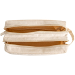 Trousse en toile canvas avec double compartiment et anse incluse couleur beige vue 2