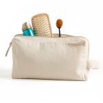 Trousse en toile canvas avec double compartiment et anse incluse vue d'ambiance