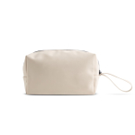 Trousse en cuir synthétique avec poche principale zippée couleur beige