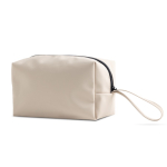 Trousse en cuir synthétique avec poche principale zippée couleur beige Vue 1