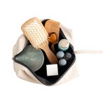 Trousse en cuir synthétique avec poche principale zippée couleur beige Vue 1
