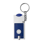 Porte-clés avec lampe LED et jeton pour chariot de supermarché couleur bleu première vue