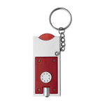 Porte-clés avec lampe LED et jeton pour chariot de supermarché couleur rouge première vue