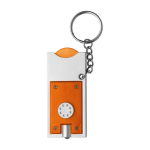 Porte-clés avec lampe LED et jeton pour chariot de supermarché couleur orange première vue