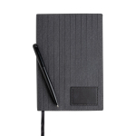 Carnet en cuir synthétique avec stylo métallique A5 pages blanches couleur noir vue 2
