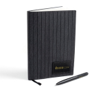 Carnet en cuir synthétique avec stylo métallique A5 pages blanches vue d'ambiance