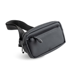 Banane en cuir synthétique imperméable avec deux compartiments couleur noir vue 11