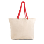 Grand sac en toile avec anses en corde, idéal pour l’été, 220 g/m² couleur rouge