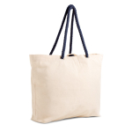 Grand sac en toile avec anses en corde, idéal pour l’été, 220 g/m² couleur bleu marine Vue 1