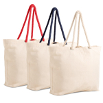 Grand sac en toile avec anses en corde, idéal pour l’été, 220 g/m² vue plusieurs couleurs