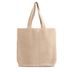 Grand sac écologique idéal pour les courses, fabriqué en jute couleur marron clair