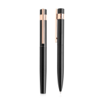 Set stylo-bille et roller avec détails dorés rose, encre noire couleur noir vue 11