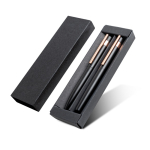 Set stylo-bille et roller avec détails dorés rose, encre noire couleur noir vue 2