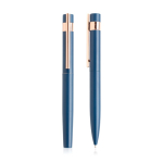 Set stylo-bille et roller avec détails dorés rose, encre noire couleur bleu marine