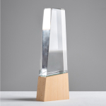 Trophée en verre stylisé avec base en bois pour une touche élégante Vue 1