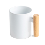 Tasse en céramique pour la sublimation avec anse en bois, 325 ml couleur blanc Vue 1