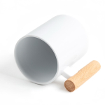 Tasse en céramique pour la sublimation avec anse en bois, 325 ml Vue 1