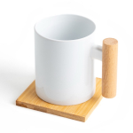 Tasse en céramique pour la sublimation avec anse en bois, 325 ml vue 2