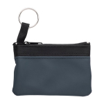Porte-monnaie simple en nylon fermeture éclair noire et porte-clés couleur bleu première vue