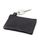Porte-monnaie en cuir avec fermeture éclair et porte-clés couleur noir troisième vue