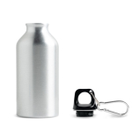 Gourde en aluminium recyclé avec mousqueton sur le bouchon, 400 ml couleur noir Vue 1