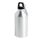 Gourde en aluminium recyclé avec mousqueton sur le bouchon, 400 ml couleur noir vue 2