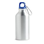Gourde en aluminium recyclé avec mousqueton sur le bouchon, 400 ml couleur bleu roi