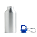 Gourde en aluminium recyclé avec mousqueton sur le bouchon, 400 ml couleur bleu roi Vue 1