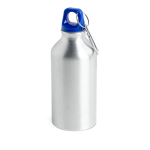 Gourde en aluminium recyclé avec mousqueton sur le bouchon, 400 ml couleur bleu roi vue 2