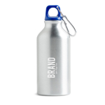 Gourde en aluminium recyclé avec mousqueton sur le bouchon, 400 ml couleur bleu roi Vue 1