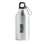 Gourde en aluminium recyclé avec mousqueton sur le bouchon, 400 ml