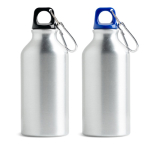 Gourde en aluminium recyclé avec mousqueton sur le bouchon, 400 ml vue plusieurs couleurs