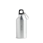 Gourde en aluminium recyclé avec mousqueton sur le bouchon, 400 ml vue avec impression