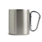 Tasse à double paroi en inox recyclé avec mousqueton, 300 ml couleur argenté
