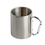 Tasse à double paroi en inox recyclé avec mousqueton, 300 ml couleur argenté Vue 1