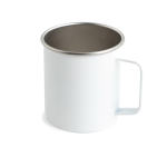 Tasse en acier inoxydable recyclé au design moderne avec anse, 400 ml couleur blanc Vue 1