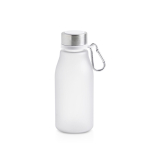 Gourde en plastique recyclé finition mate avec mousqueton, 350 ml couleur translucide