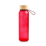 Bouteille en plastique recyclé mate avec bouchon en bambou, 350 ml couleur rouge