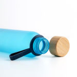 Bouteille en plastique recyclé mate avec bouchon en bambou, 350 ml