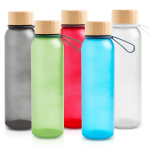 Bouteille en plastique recyclé mate avec bouchon en bambou, 350 ml Vue 1